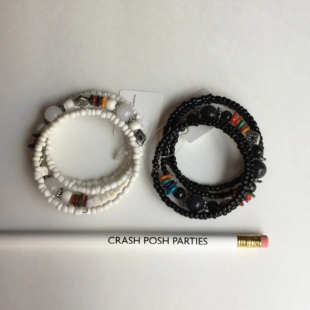 CAROL WHITE BEADED FAUX STONE WRAP AROUND BOHO BRACELET - Picture 1 of 3